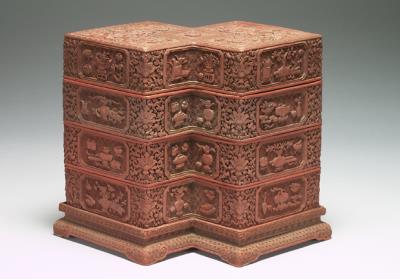 图片[2]-Set of red lacquer boxes in the shape of intersecting lozenges with dragon and floral pattern, Qing dynasty (1644-1911)-China Archive